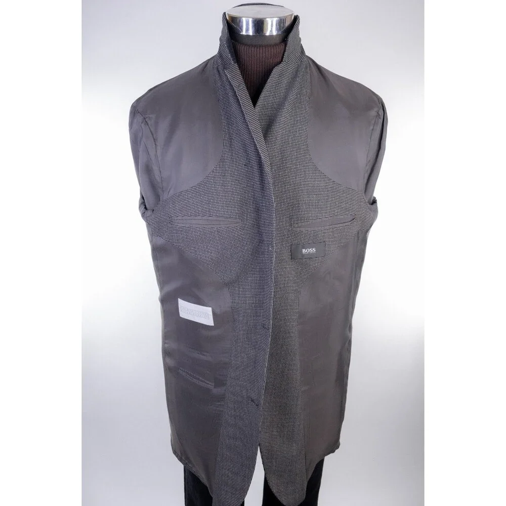 BOSS Hugo Boss Men 3 Button Blazer 44L Wool Gray Coat Jacket Blazer